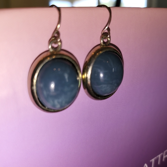 Navy and Gold Earrings - Picture 2 of 6